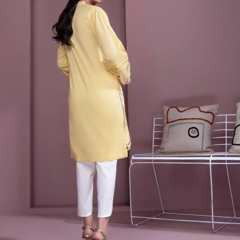 Lemon Yellow Pakistani Kurta by Sapphire FINAL PRICE - Picture 4 of 13